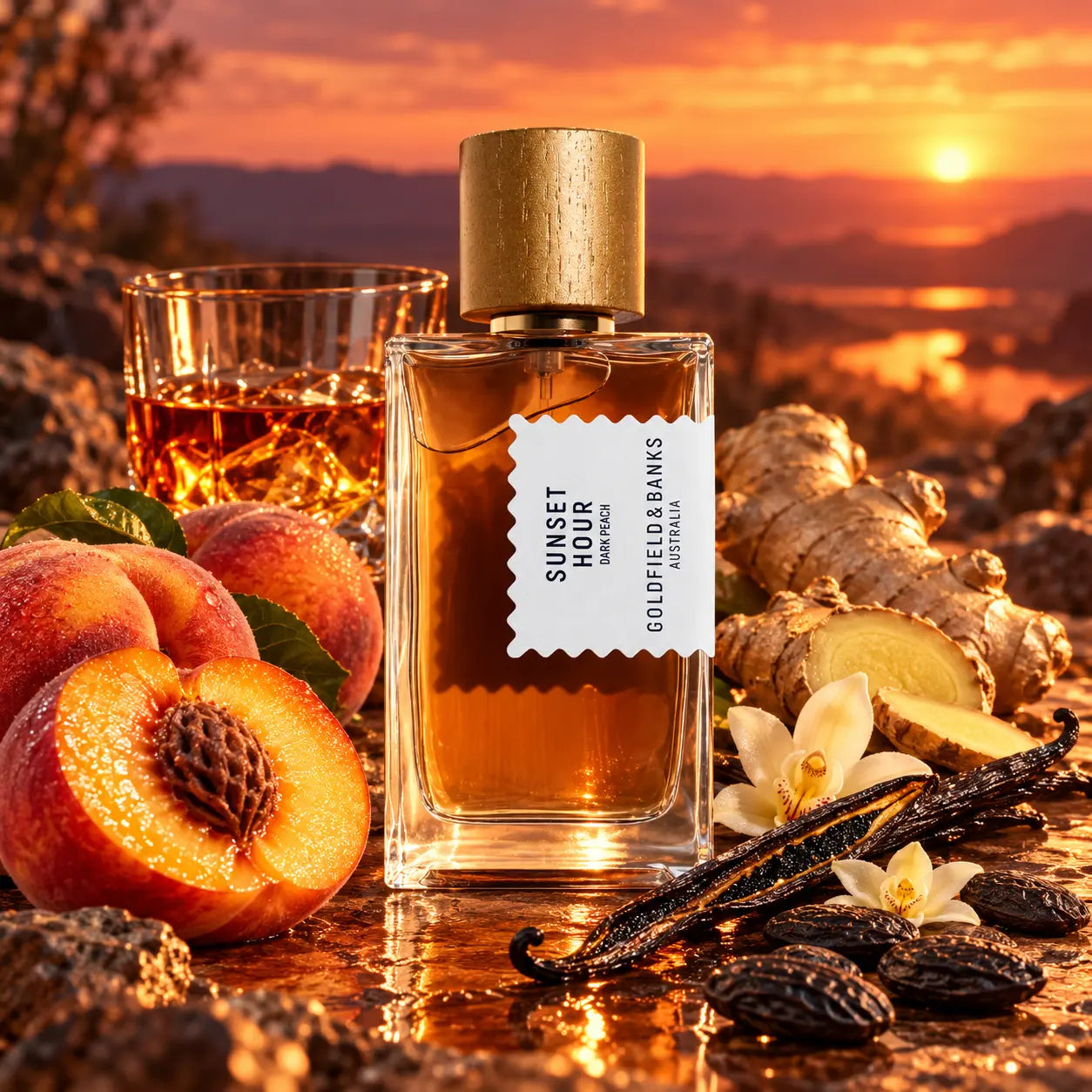 Sunset Hour Dark Peach fragrance scene
